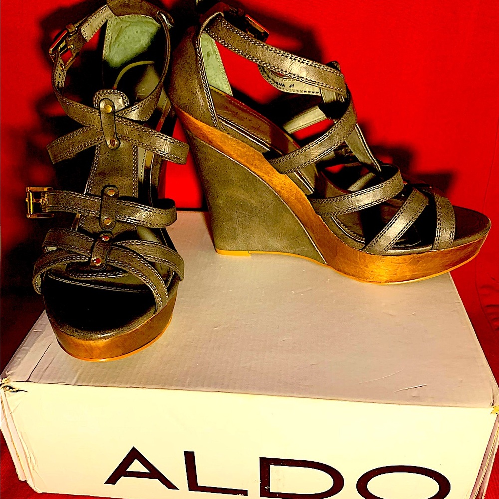 ALDO Strappy Leather Wedge Sandal